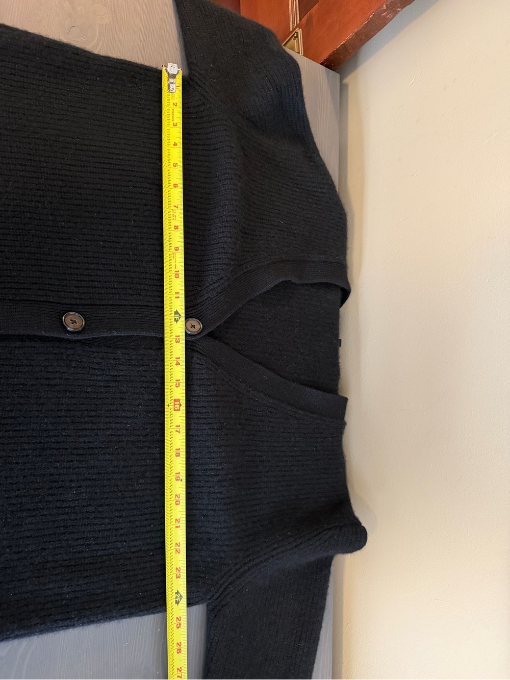 Quince Cashmere Ribbed  Black Boxy Cardigan Sweater - Picture 4 of 8